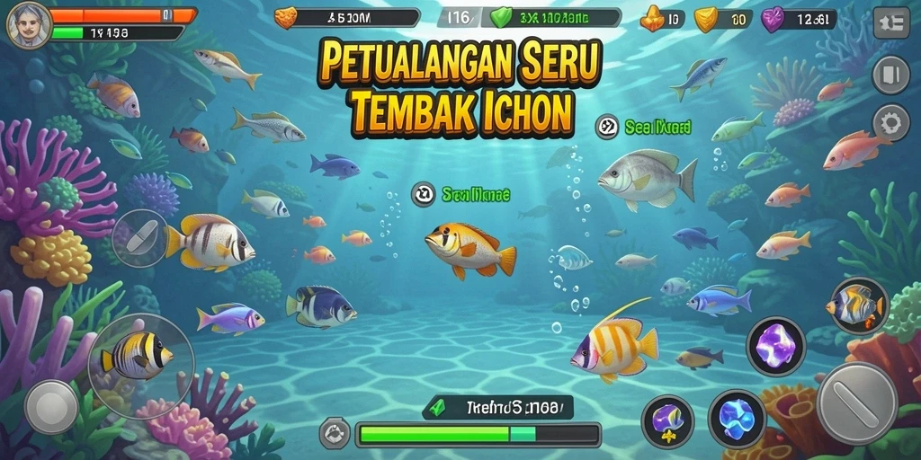 Screenshot gameplay 116X dengan aksi menembak ikan yang seru.