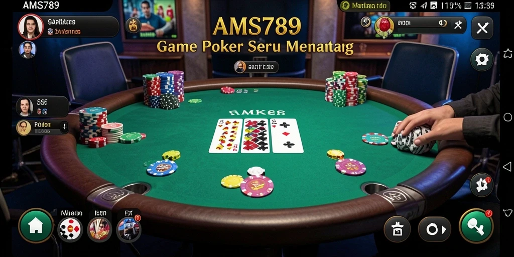 Tampilan gameplay seru di AMS789 dengan suasana poker yang menegangkan.