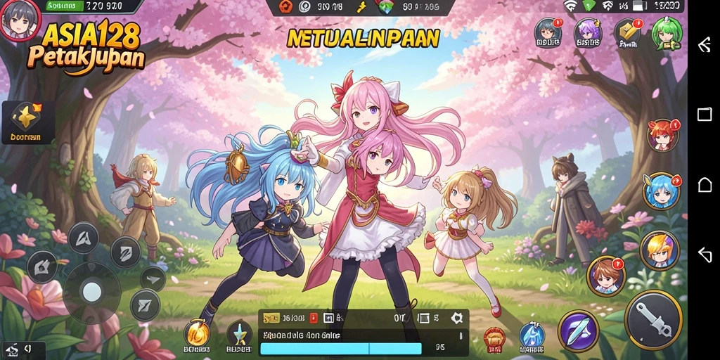 Tampilan gameplay menakjubkan dari ASIA128 dengan karakter anime.