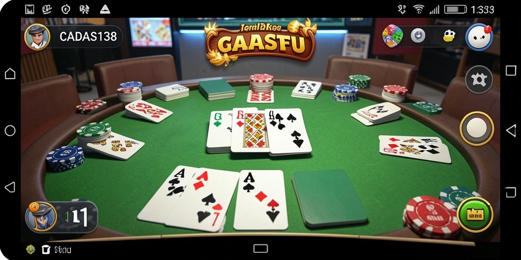 Screenshot gameplay <strong>CADAS138</strong> menunjukkan keseruan bermain Gaple bersama teman.
