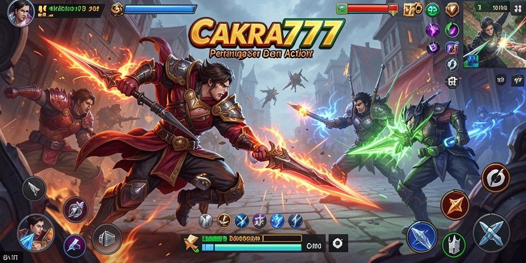 Gameplay CAKRA777 menampilkan pertarungan seru dan intens antara karakter.