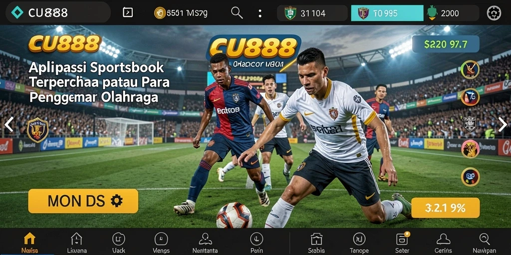 Tampilan screenshot utama CU888 dengan fitur taruhan olahraga.