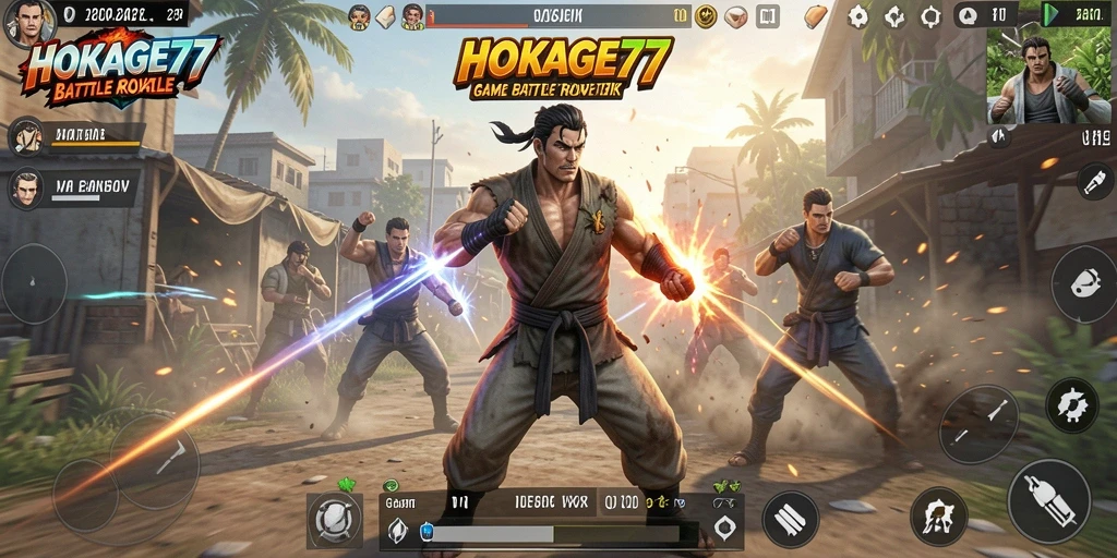 Gameplay HOKAGE77 dengan aksi Battle Royale yang mendebarkan.