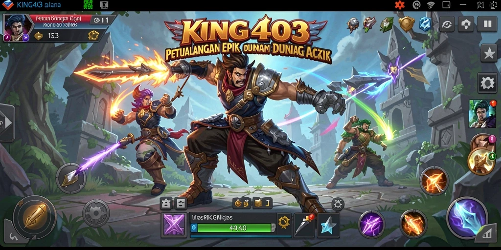 Screenshot dari gameplay <strong>KING403</strong> yang menampilkan aksi pertempuran seru.