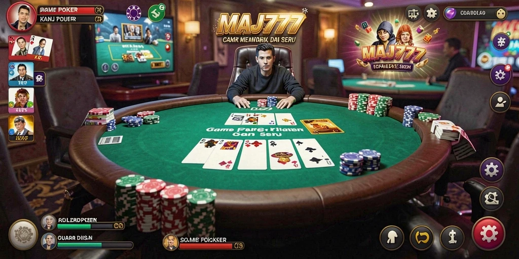Tampilan gameplay poker yang mendebarkan di MAJ777.