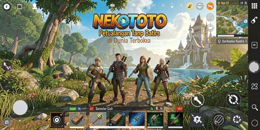 Tampilan menakjubkan dari gameplay NEKOTOTO di dunia terbuka.