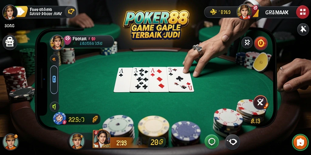 Screenshot menunjukkan gameplay seru POKER88 dalam Gaple.
