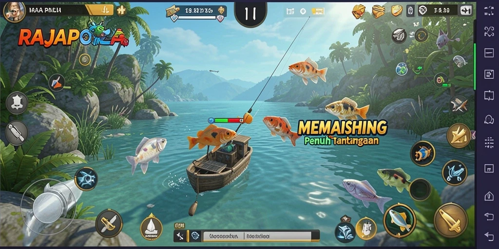 Screenshot gameplay memancing yang mengasyikkan di RAJAPOLA.