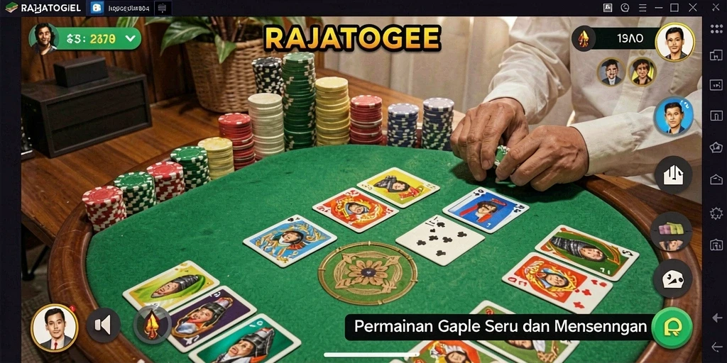 Tampilan gameplay menarik RAJATOGEL dengan suasana permainan Gaple yang seru.