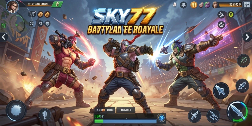 Tampilan gameplay aksi seru dalam SKY77 Battle Royale.