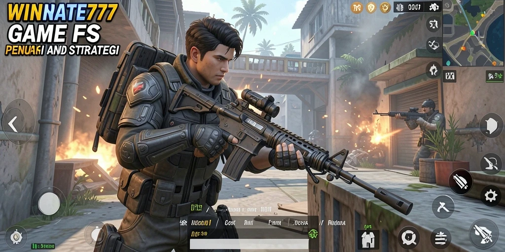Gameplay WINRATE777 yang intens dan seru dalam pertempuran FPS.